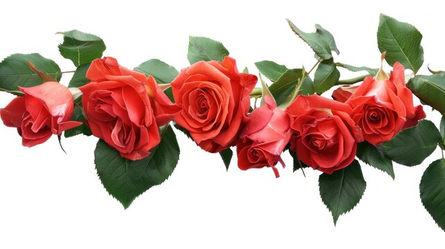 Beautiful red roses flower bouquet isolated on white background. AI generated image