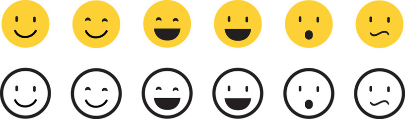 Fototapeta premium Happy smiley face or emoticon line art icon for apps and websites