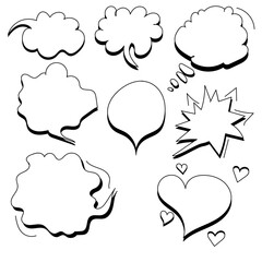 Speech cloud bubble design for text, thought, conversation, message, dialogue. Empty text box with bubbles