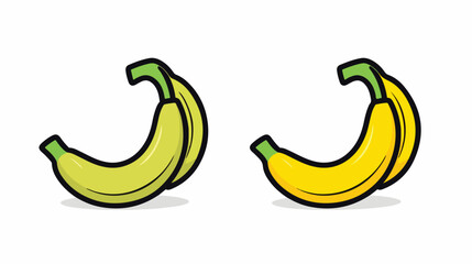 Banana black outline and color icon. Simple modern