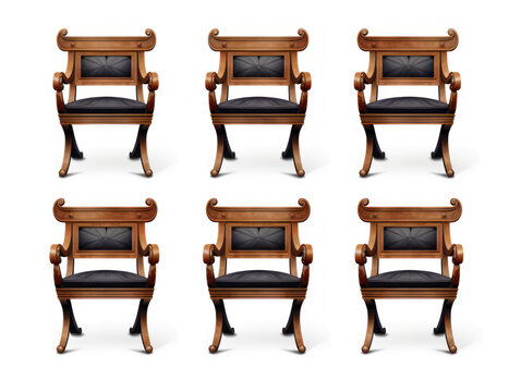 roman chair collection set isolated on transparent background, transparency image, removed background