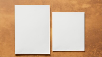 Two blank empty white vertical posters on a textured wall for mockup display