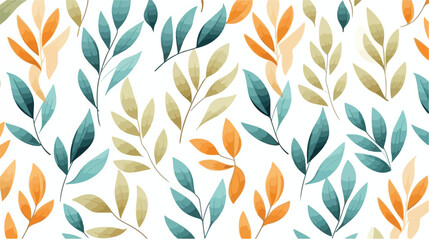 beautiful leafs pattern background  flat vector