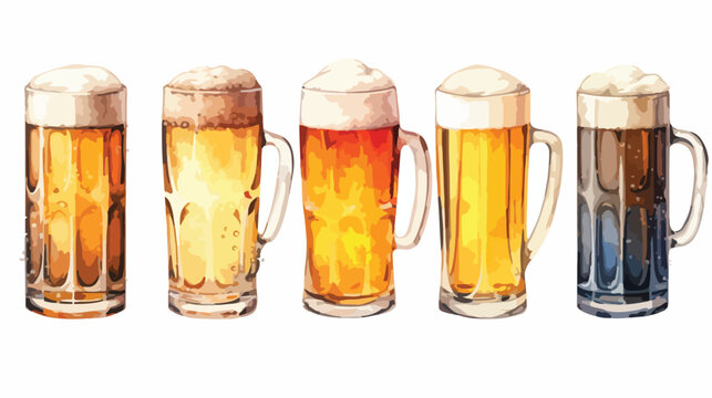 beer glass vector illustration watercolors flat vector