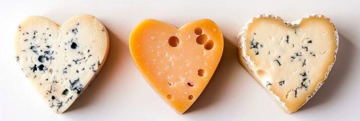 Heart-shaped cheese assortment showcases love and gourmet food selections