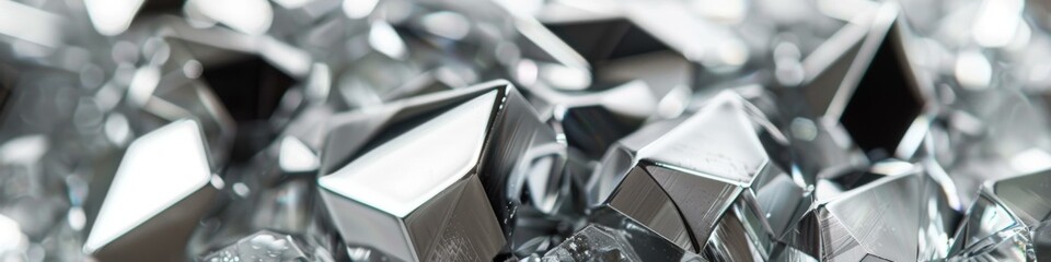 Titanium crystals in metallic shiny reflection display an abstract geometric texture - obrazy, fototapety, plakaty