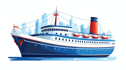 boat ship cruise flat vector isolated on white background