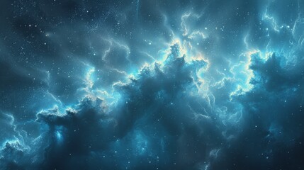 Fototapeta na wymiar Deep Blue Space Filled With Stars