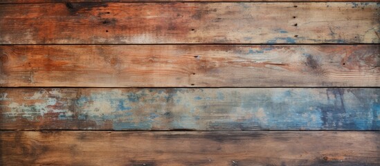 Close up of a brown hardwood wall with numerous stains, showcasing a unique brickwork pattern. The wood stain adds character to the building material