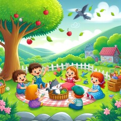 Obraz na płótnie Canvas Children's book cover, nursery illustration