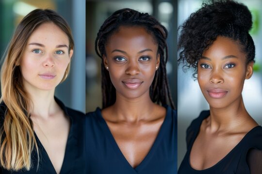 Portrait of diverse women showcasing beauty and confidence in a professional headshot