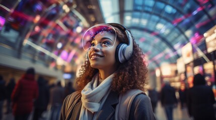 Obraz premium VR technology allows users to create immersive travel experiences such as virtual visits to tourist attractions, viewing and exploring actual tourist attractions. From home through VR glasses.