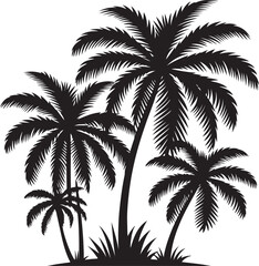 Obraz premium Palm tree silhouette vector illustration set
