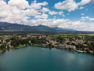 Naklejka premium Aerial view of Bled village in Slovenia