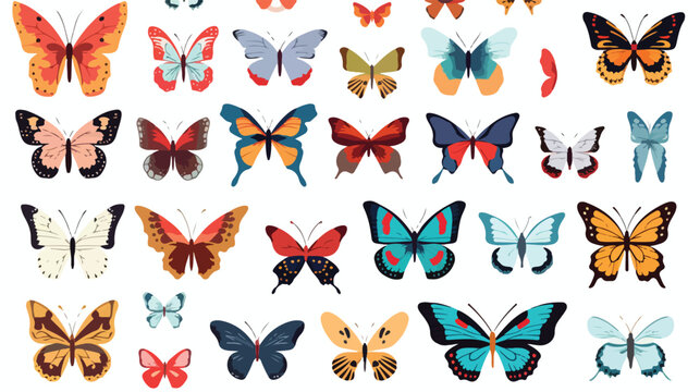 butterflies design flat vector isolated on white background