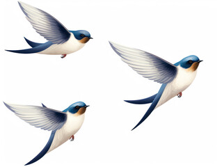 Swallow collection set isolated on transparent background, transparency image, removed background