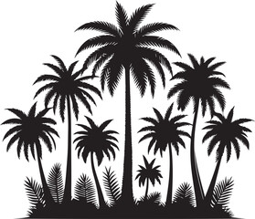 Palm tree silhouette vector illustration set