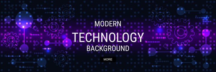 Digital technology banner vector design template. Future technology, cyberspace, virtual reality concept illustration