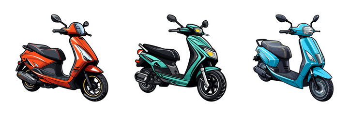 Motor scooter. Cartoon vector illustration