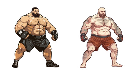 Fototapeta premium Fat MMA fighter. Cartoon vector