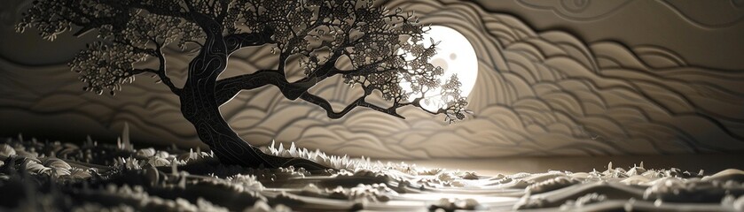 Intricate papercut art each detail sparkling with creativity
