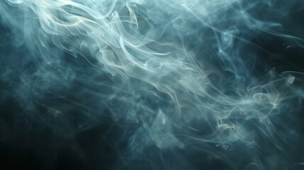 Fototapeta na wymiar A mysterious, ethereal smoke swirling on a dark background with beams of light piercing through.