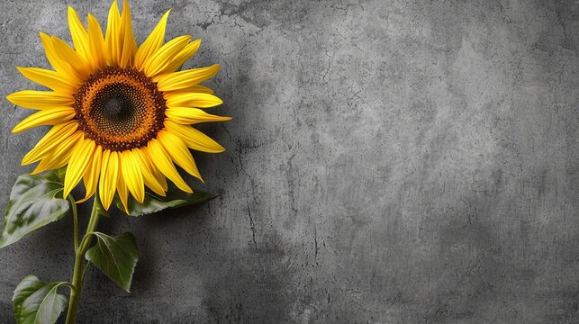A radiant sunflower and dove grey textured background, symbolizing optimism and balance.