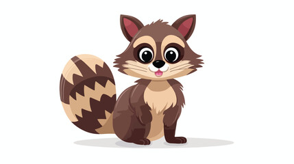 cartoon raccoon flat vector isolated on white background