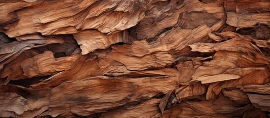 A detailed view of a heap of brown hardwood chips, remnants of a tree being cut down. The formation resembles a bedrock outcrop, suitable for flooring