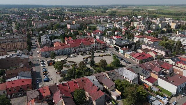 Beautiful Landscape Market Square Downtown Lubaczow Aerial View Poland