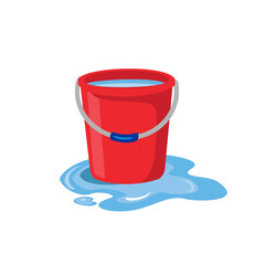 red bucket filled with water free vector