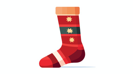 Christmas flat icon sock design  flat vector isolat