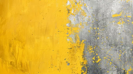 Fotobehang A vibrant yellow and grey textured background, signifying optimism and balance. © furyon