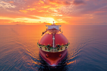 Across ocean, a large oil tanker transports crude oil AI Generation