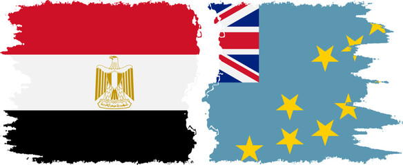Obraz premium Tuvalu and Egypt grunge flags connection vector