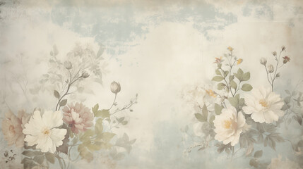 Vintage floral background with soft pastel colors and blossoms
