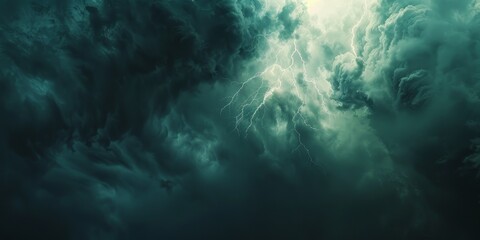 Fototapeta na wymiar A stormy sky with lightning bolts and dark clouds