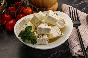 Greek traditional Feta cheese cubes
