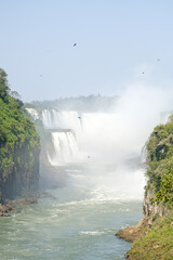 Iguazu Falls is a series of waterfalls on the border of Brazil and Argentina. 