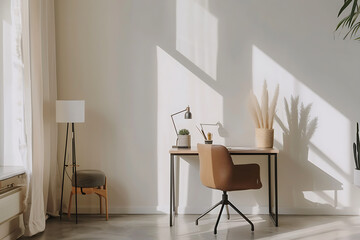 Room With Desk, Chair, and Potted Plant