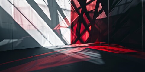 A room with a white wall and red trim