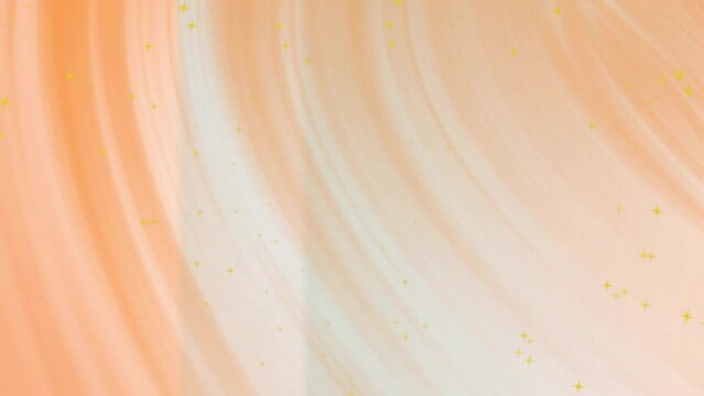 Animation of yellow stars over orange and white curved lines