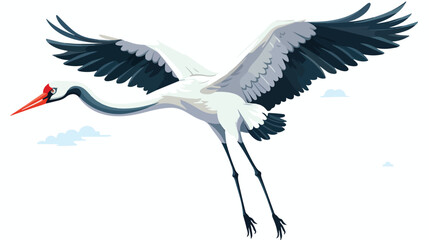 crane flying in flat style on white background vector