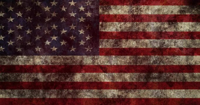 Animation of repeating grunge textures over american stars and stripes flag