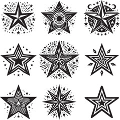 Star Shape Silhouette vector Illustration set