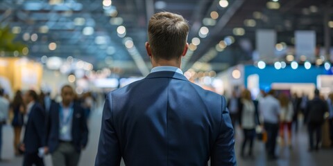 Fototapeta premium Businessman at a trade show