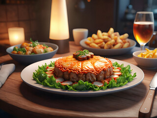 Mouthwatering Dish in Warm, Inviting Light. generative AI