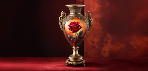 Fototapeta na wymiar Royal Gold Metal Vase - flower decoration