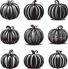 Pumpkin Silhouette vector Illustration set