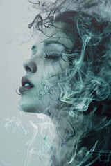 Artistic Smoke Trails around a Woman's Silhouette